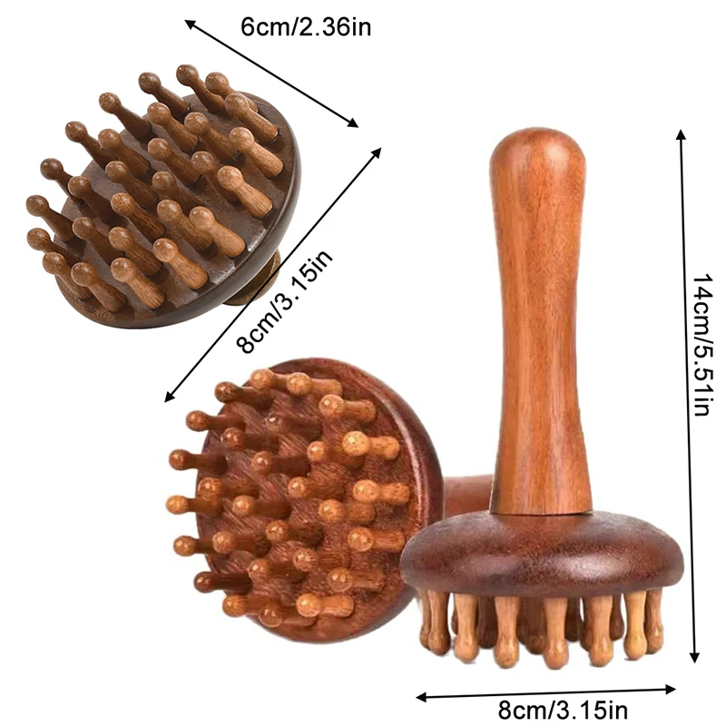Sandalwood Gua Sha Massage Brush Head Neck Shoulder Abdominal Leg Body Meridian Massager Gua Sha Comb Wooden Massage Tools