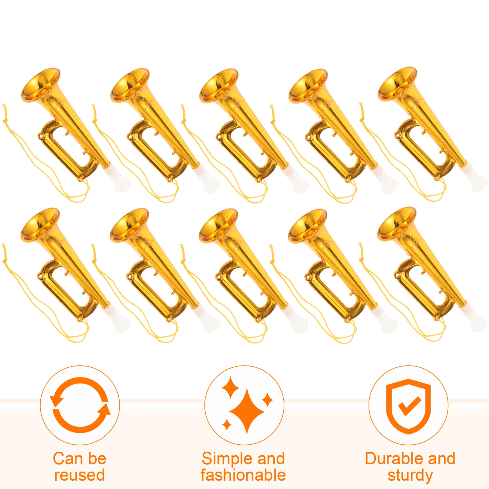 Trompetes de torcendo feitos de material ABS premium para crianças, concertos ao ar livre, festas, adereços de performance de palco com 10 peças