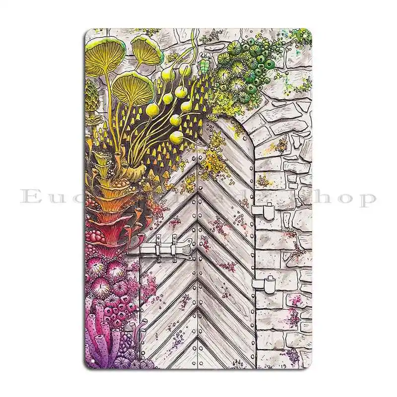 باب مع قوس قزح طبيعة علامة معدنية جدار جدارية تصميم سينما المطبخ نادي تين تسجيل ملصق