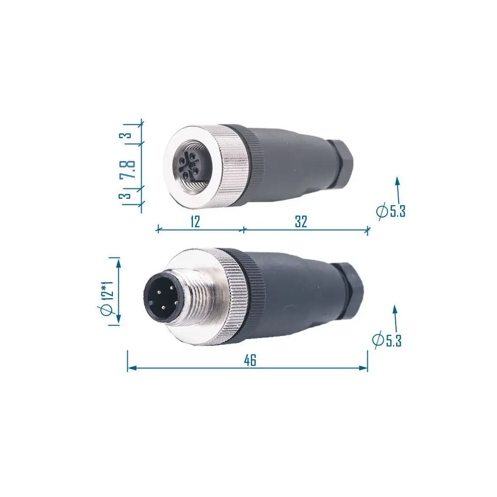 암수 소켓 M12 센서 커넥터, 항공 플러그, 직선 센서 플러그, 암수 플러그, 4 핀, 5 핀, 8 핀