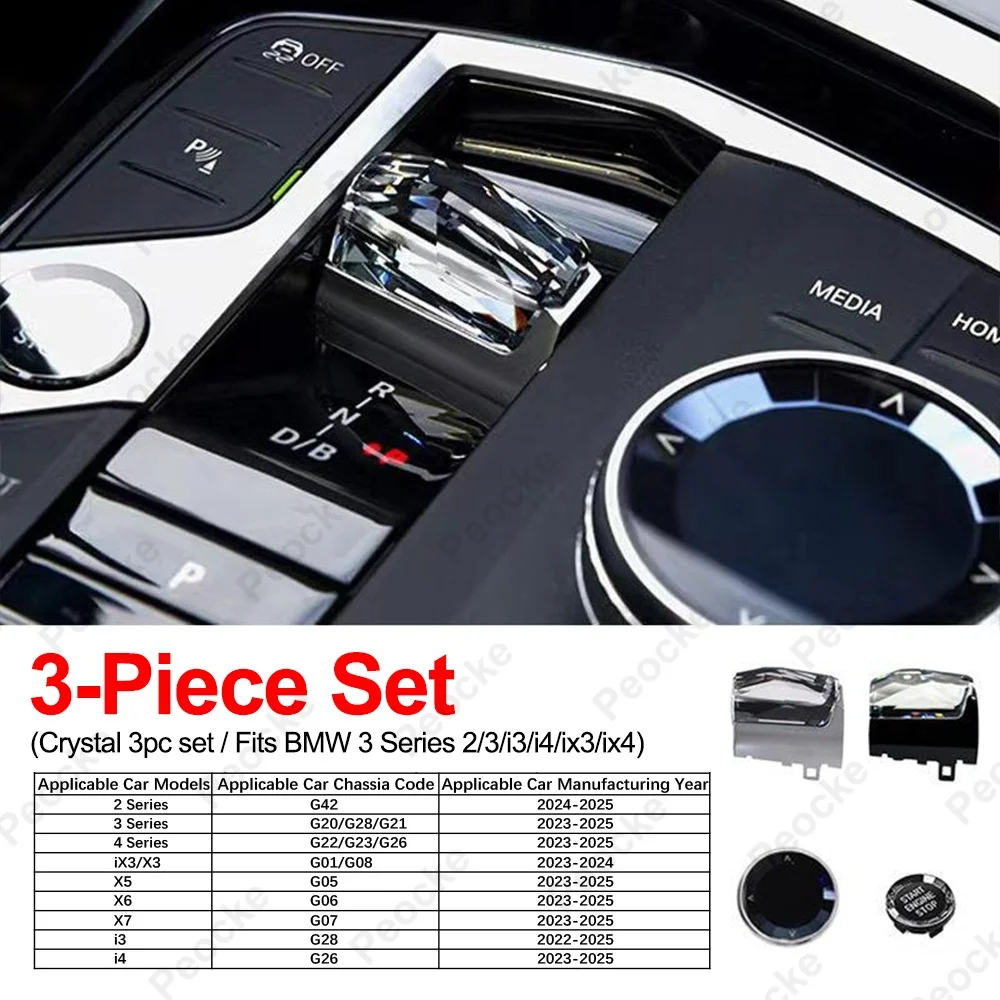 

Crystal Gear Shift Knob Set for BMW 2023 G20 G28 G42 G21 G22 G23 G01 X5 G05 X6 G06 X7 G07 i3 G28 i4 G26 iX3 G08 Car Accsesories