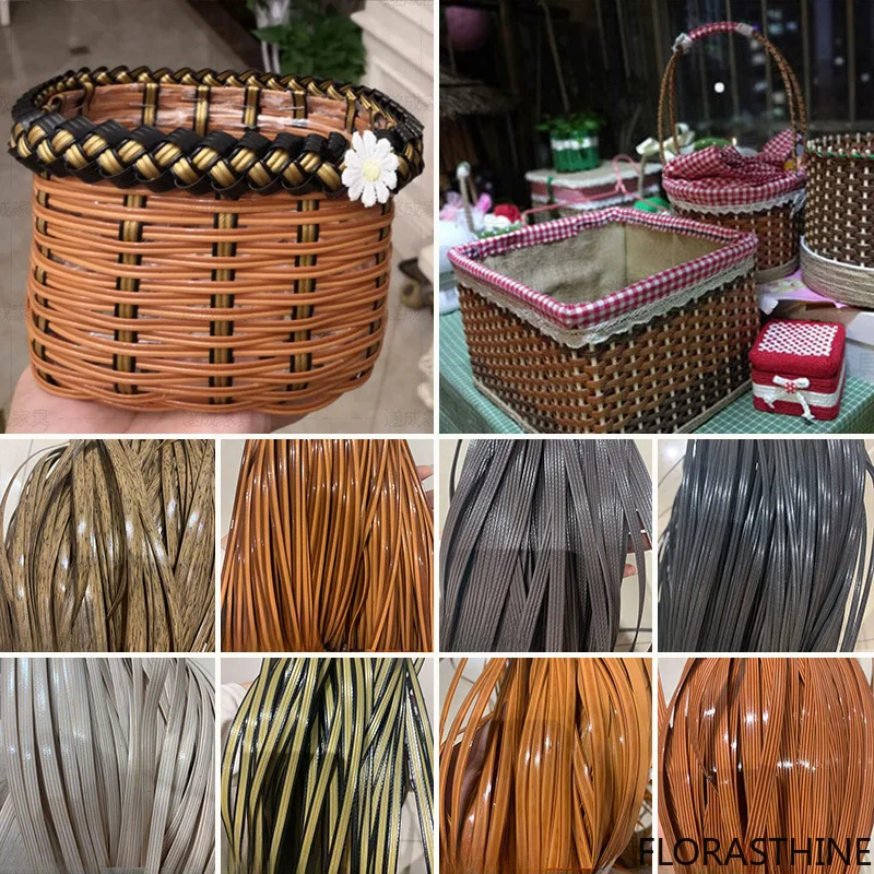 500g About 70m Thicker Flat PE Synthetic Rattan Material Weaving Basket Chair Sofa Table Repair Craft Material Plastic