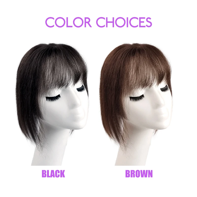 25 cm 100% Menselijk Haar 7X10 cm Haarnetje met Franse Pony Toupetje Vrouwen Rechte Clip in Haarverlenging Topper Haarstukken