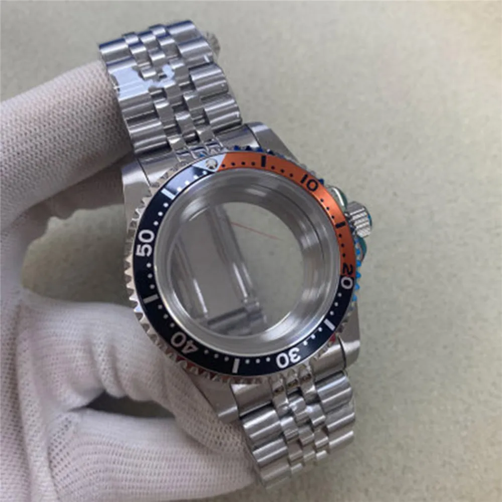 One-way Rotation 39.5mm Vintage Steel Case 120 Clicks Sapphire Glass GMT/ SUB Bezel Jubilee Strap Clear Bottom For NH35 MH36