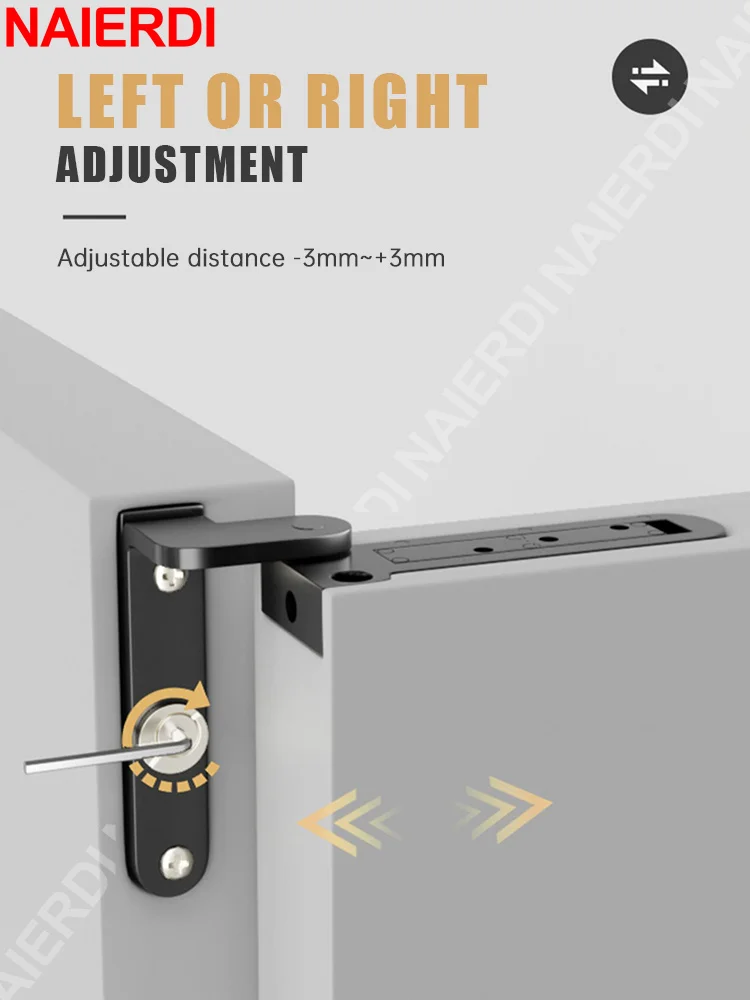 NAIERDI 2 Pieces Hidden Hinges for Doors 3D Adjustable Swivel Invisible World Hinge Zinc Alloy Door Hinge Furniture Hardware