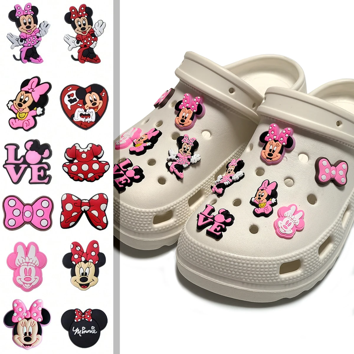 Adornos para Zapatos de Mickey y Minnie Mouse, Decoraciones de Anime y Dibujos Animados para Sandalias y Chanclas, Accesorios DIY para Regalos de Cumpleaños