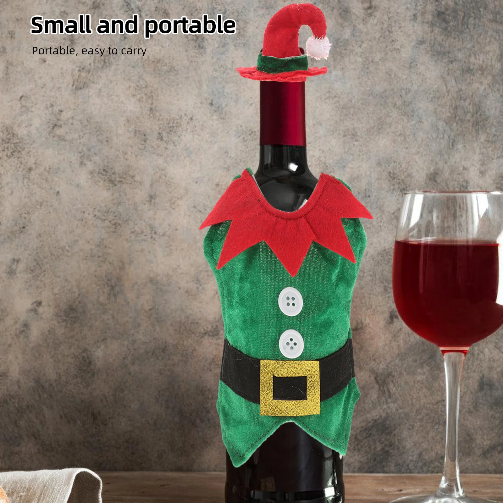 

2pcs Christmas Elf Wine Bottle Cover Red Hat Elegant Bottle Decor For Holiday Party Wedding Festival Kitchen Bar Tools