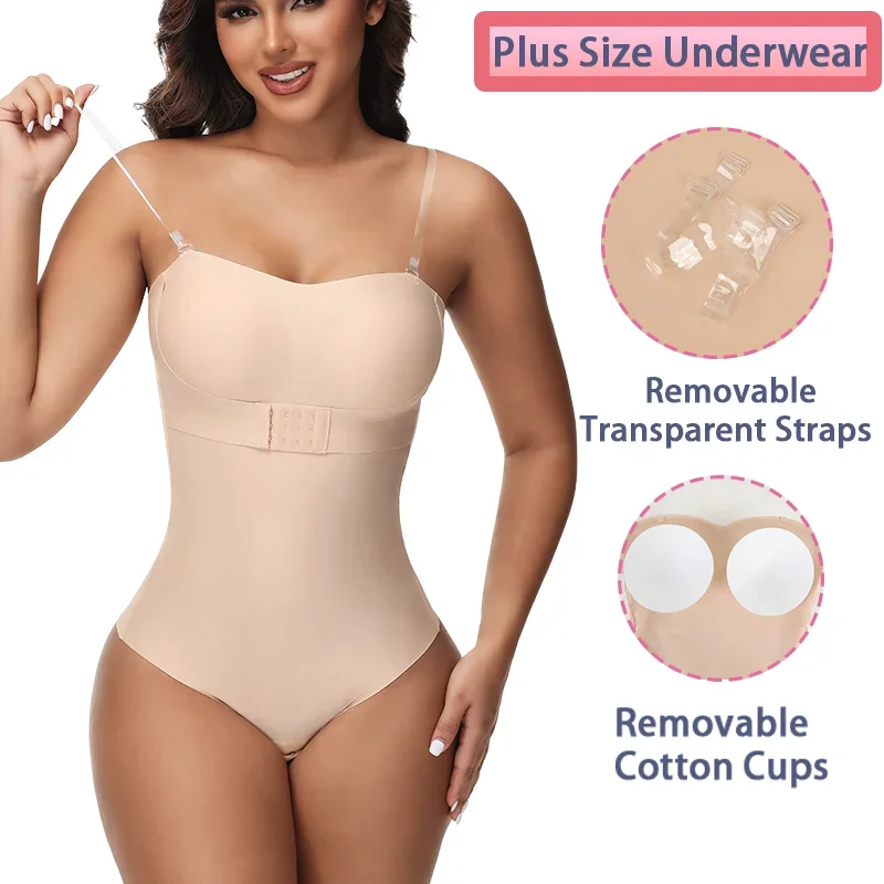 Women's Sexy Removable Strap Body Shaper Bodysuit Padded Bra Front Closure Tummy Control Hipster Thong Shapewear S-4XL  Lingerie