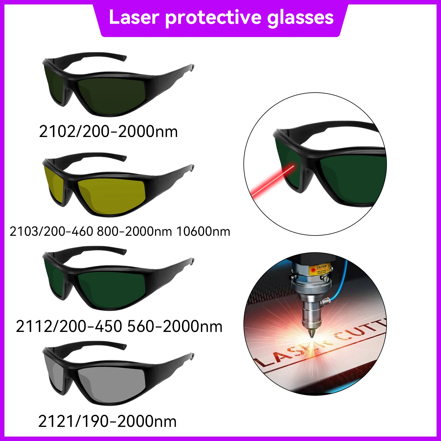 Laser Safety Goggles - Laser Safety Glasses OD4 Absorption Lens