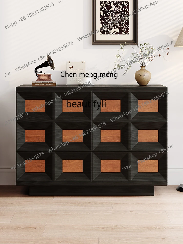 Retro Style Solid Wood Chest of Drawers Mid-Ancient Drawer Storage Sideboard Cabinet Designer Model