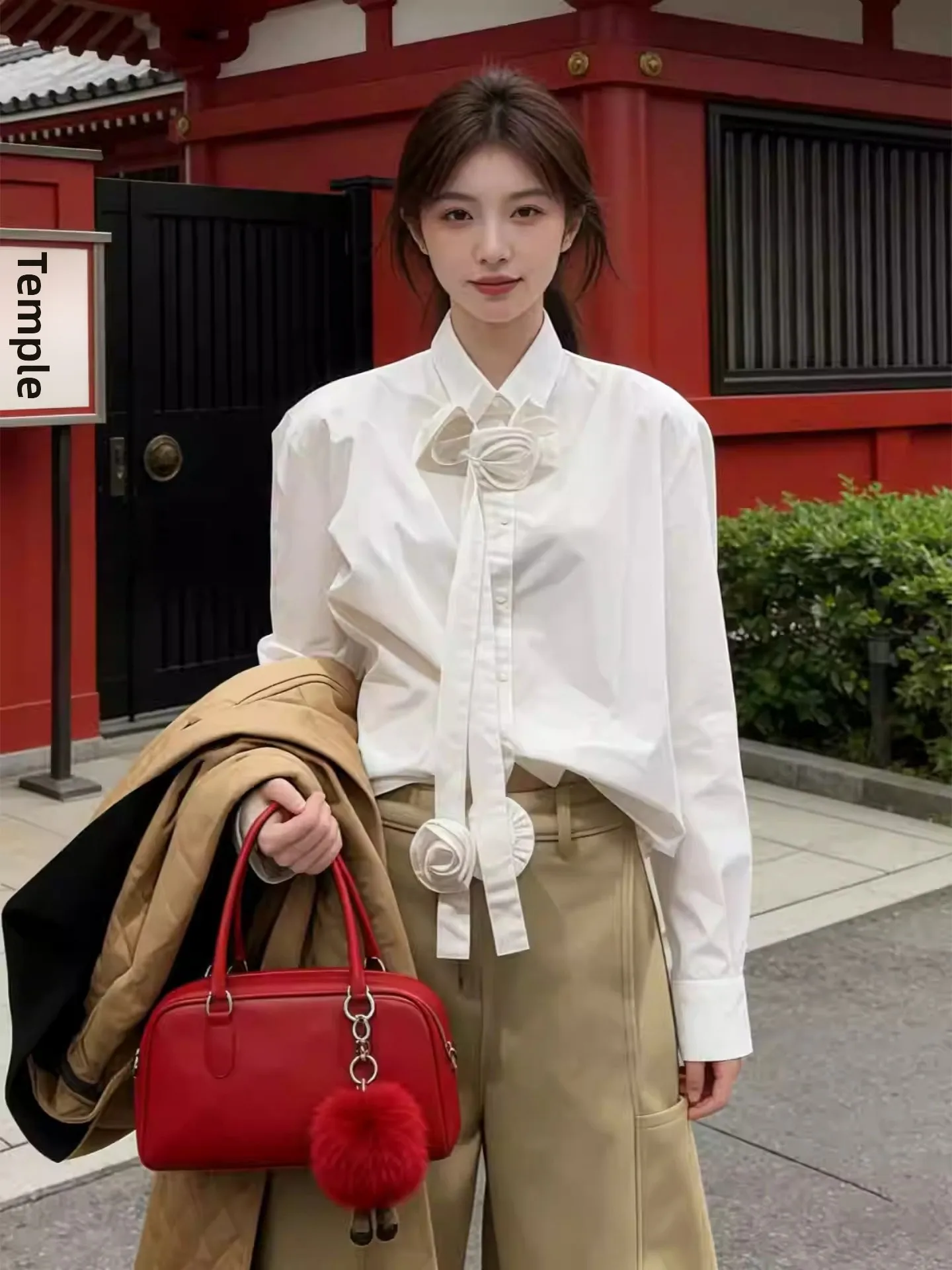 

Korean Sle Pure Color irt with Sa Women's Winter New Design Top Trendy Small irt Tee-Dimensional Flower Embroidery ...