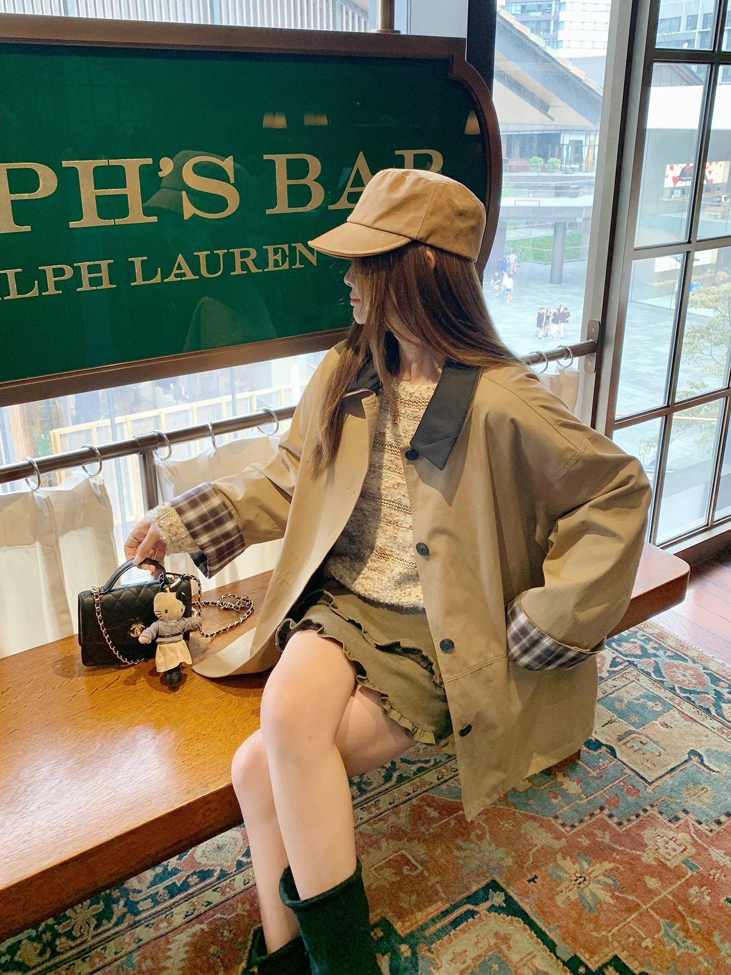 

Zeng Xiao Salt корейское свободное длинное пальто цвета хаки Blo женское осеннее пальто двухслойный воротник с застежкой на одной пуговице