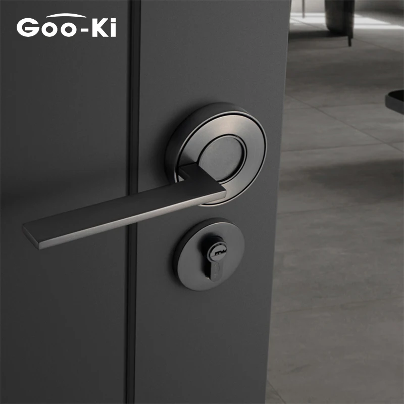 Goo-Ki Nordic Silent Door Lock Bedroom Door Handle with Lock Interior Security Door Handle Lock Cylinder Security Mute Door Lock