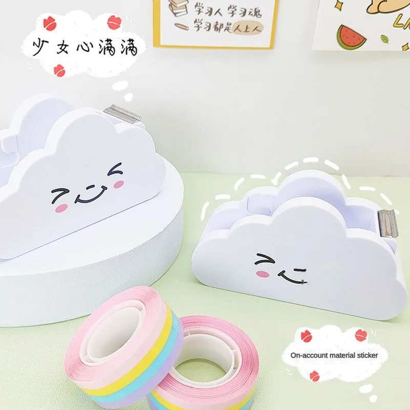 Imagem -04 - Cute Cloud Masking Tape Sticker Cutter Washi Tape Dispenser Organizador de Armazenamento Papelaria para Material Escolar e de Escritório