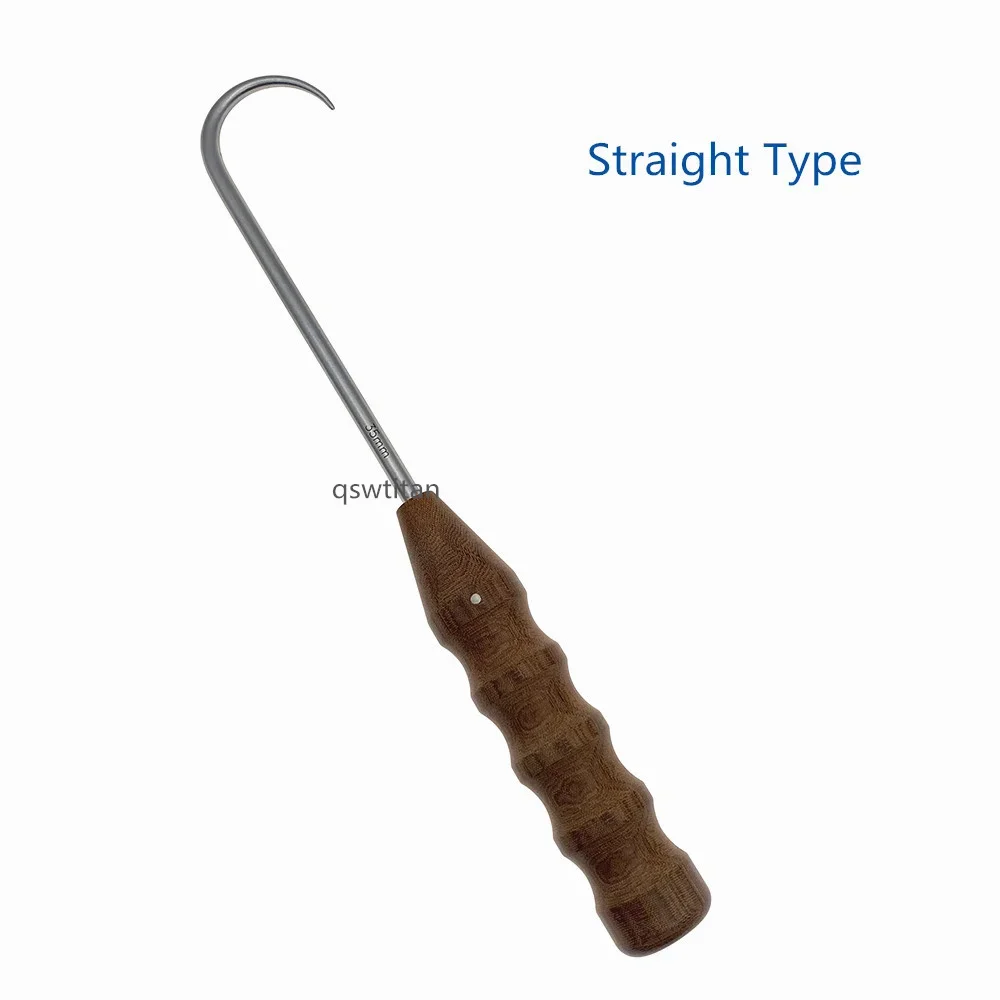 Bone Hook Retractor with Wooden Handle 1pc Orthopedic Surgical Instruments Straight/T-shaped Knee Raiser Hip Retractor