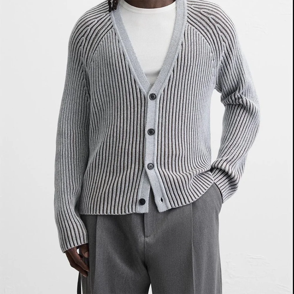 

Winter New Men's Solid Color Long-Sleeved Cardigan Sweater American Retro Fashion Trendy High Street Loose Casual Men's Top