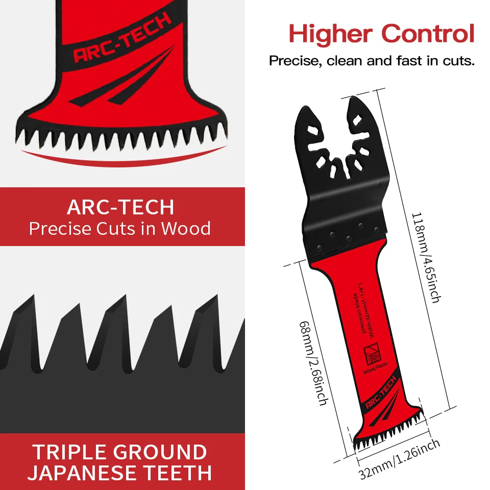 3/10/12PCS Oszillierende Sägeblätter Arc Tech Bimetall und japanische Zähne Multitool-Klingen Präziser Schnitt für Holz, Kunststoff, Nägel, Metall – Detail 3