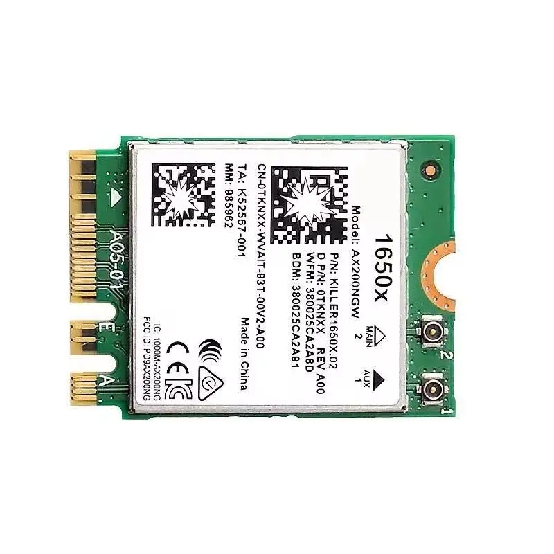 For 1650X WiFi Card AX200 AX200NGW 3000Mbps 2.4G 5G WiFi 6+BT 5.1 Gigabit Wireless Network Card Support Win11 killer 1650X
