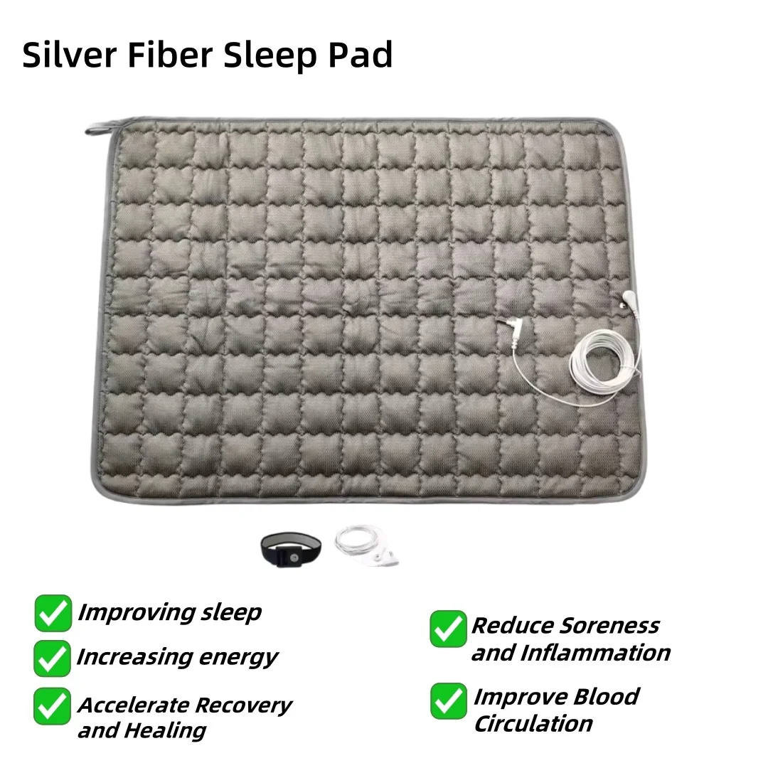 

Earthing Health Silver Fiber Sleep Pad Antibacterial Release Static Therapy Mat Grounded Mesh Seat Cushion Breathable