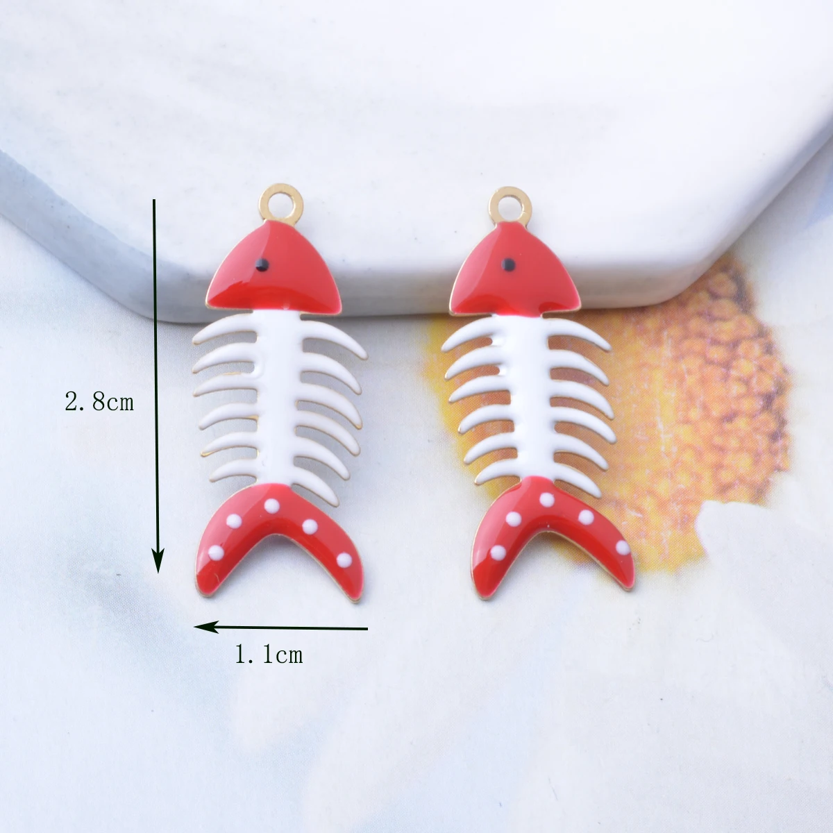 6 Stück 28*11mm Beidseitig emaillierte Kupfer-Fischgräten-Anhänger mit Öltropfen-Design für DIY-Schmuck- und Ohrringherstellung – Detail 9
