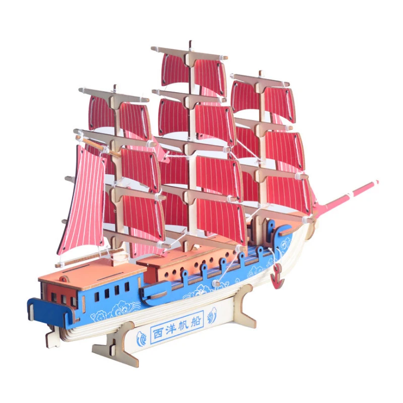 Diy modelo de madeira brinquedo 3d artesanal quebra-cabeça europeu vela navio kit de madeira jogo de montagem brinquedo crianças presente adulto p58