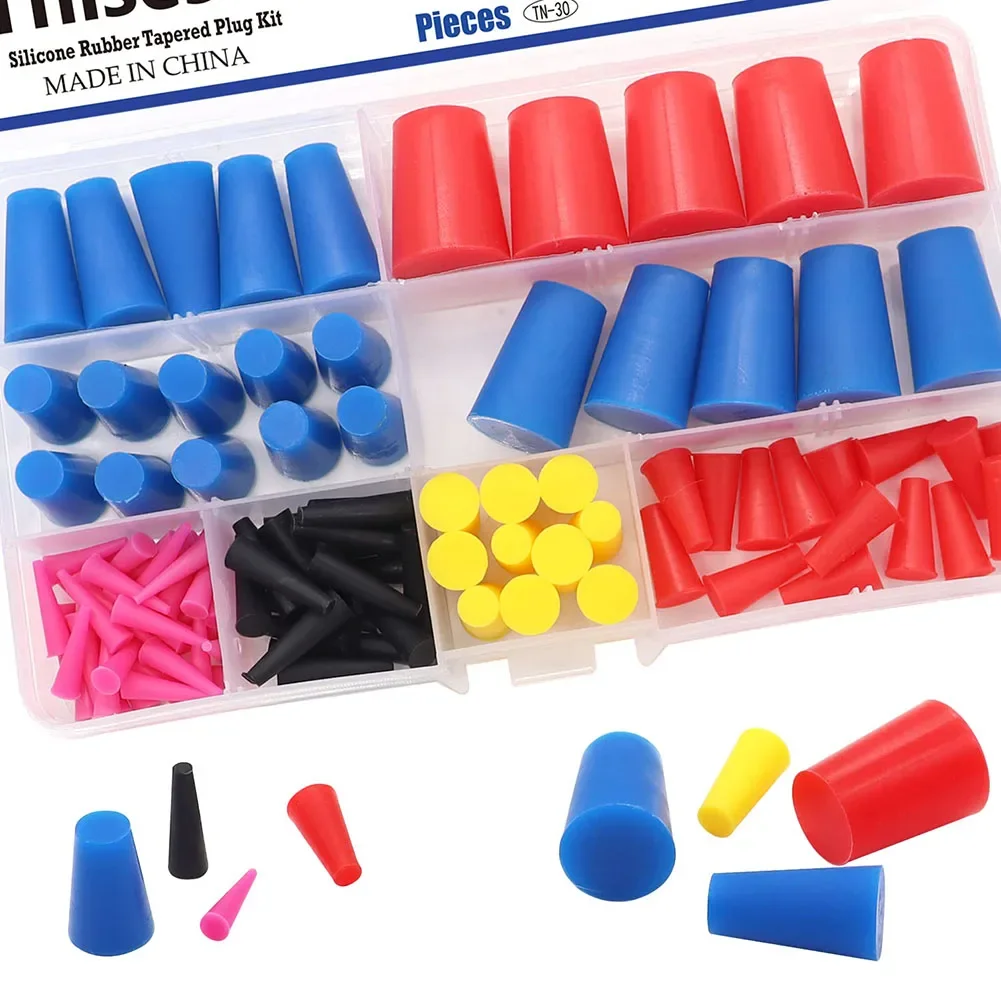 105Pcs High Temp Masking Plugs Powder Coating Silicone Cone Plugs Assortment Kit Random Color Conical Plug