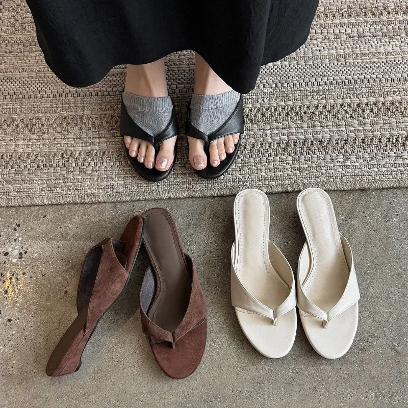 Sandalias de Verano 2026 Minimalistas para Mujer, Chanclas con Plataforma y Tacón de Cuña, Color Sólido, Casuales, para Playa, Uso Diario