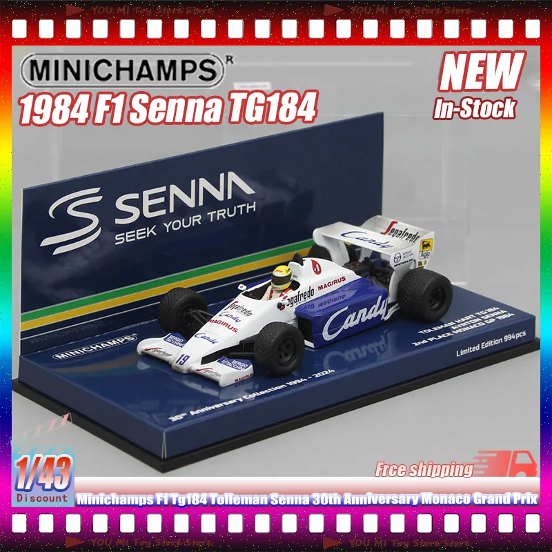 

New Stock Minichamps 1:43 1984 F1 Tg184 Tolleman Senna 30th Anniversary Monaco Grand Prix Runner-Up Resin Racing Car Model Gifts