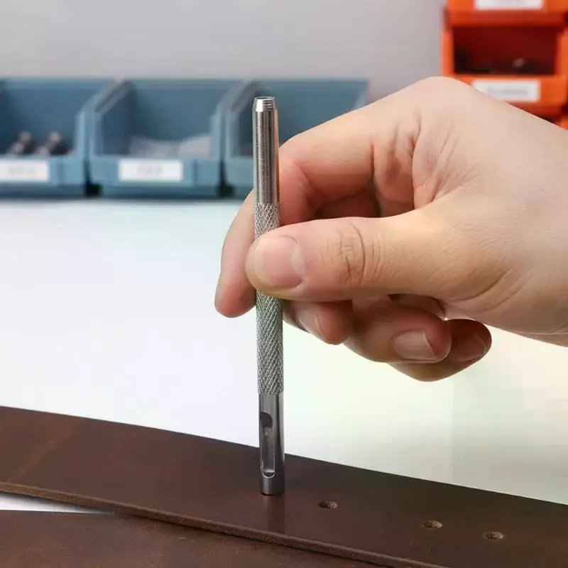 Belt Hole Puncher Kit - 2.5/3/3.5/4mm Round Hole Galvanized Leather Punch Tool for Watch Band Belt