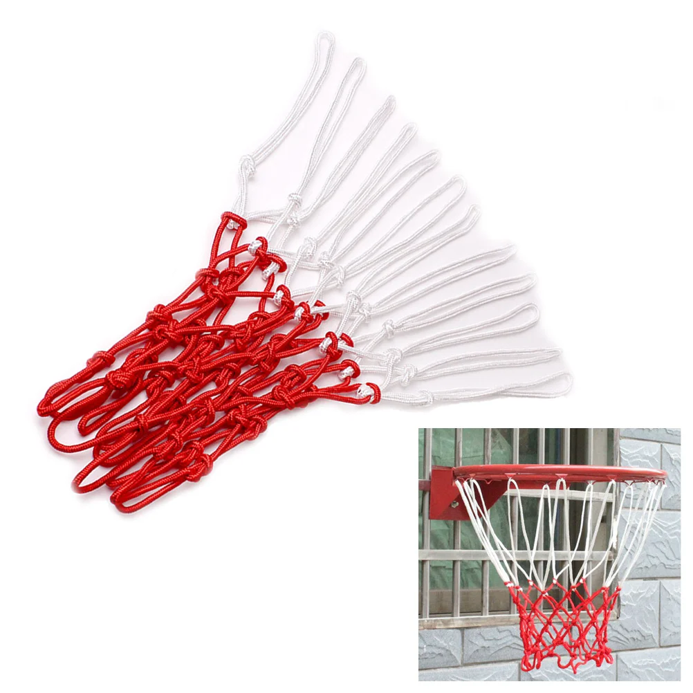 Nylon Braided Regular Size Professional Basketball Net Replacement Basketball Net All-Weather Heavy Duty Thick Net 12 Loops (Red