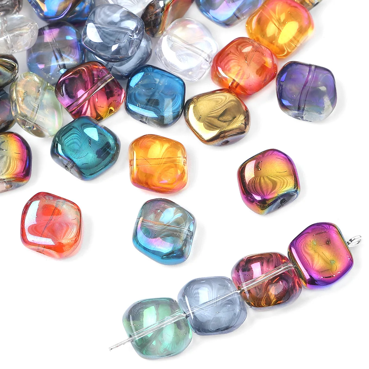 20Pcs/lot 11MM Irregular Rhombic Glass Beads For Jewelry Making Diy Bracelet Earrings Accessory AB Rainbow Color Crystal Beads