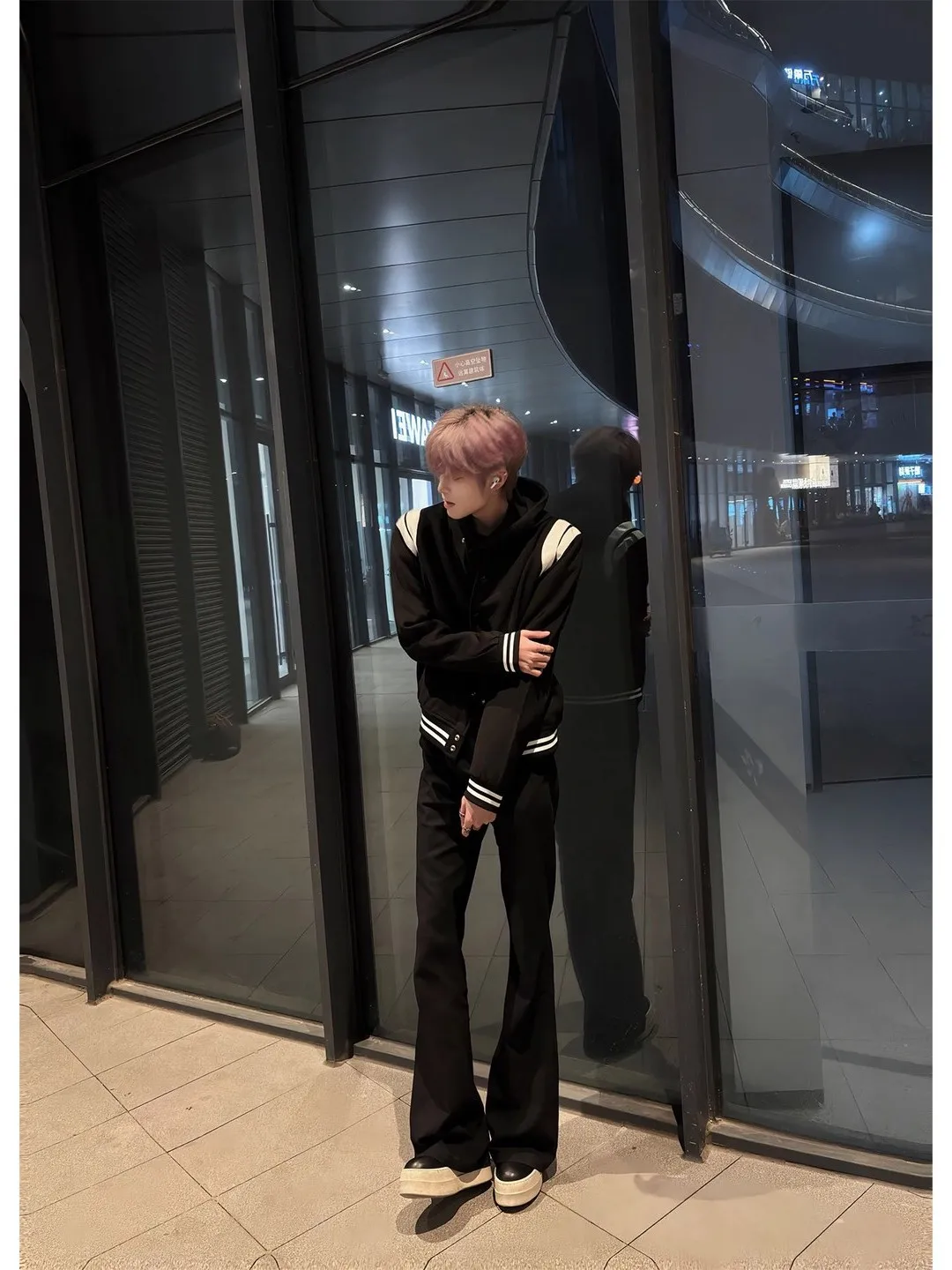 

American High Street Style Men's Black Vibe Fleece Lined Straight Leg Jeans Cleanfit Slimming Trousers Casual Wear