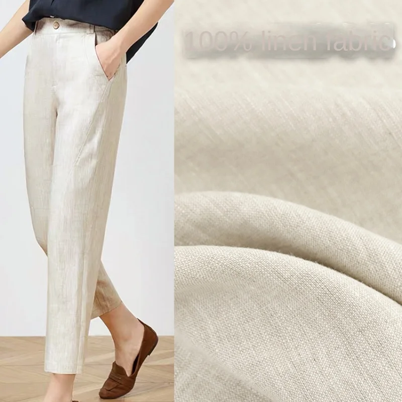 1m Summer Thin Pure Linen Clothing Fabric Breathable Moisture Absorption Natural Beauty for Pants Shirt Material High Quality