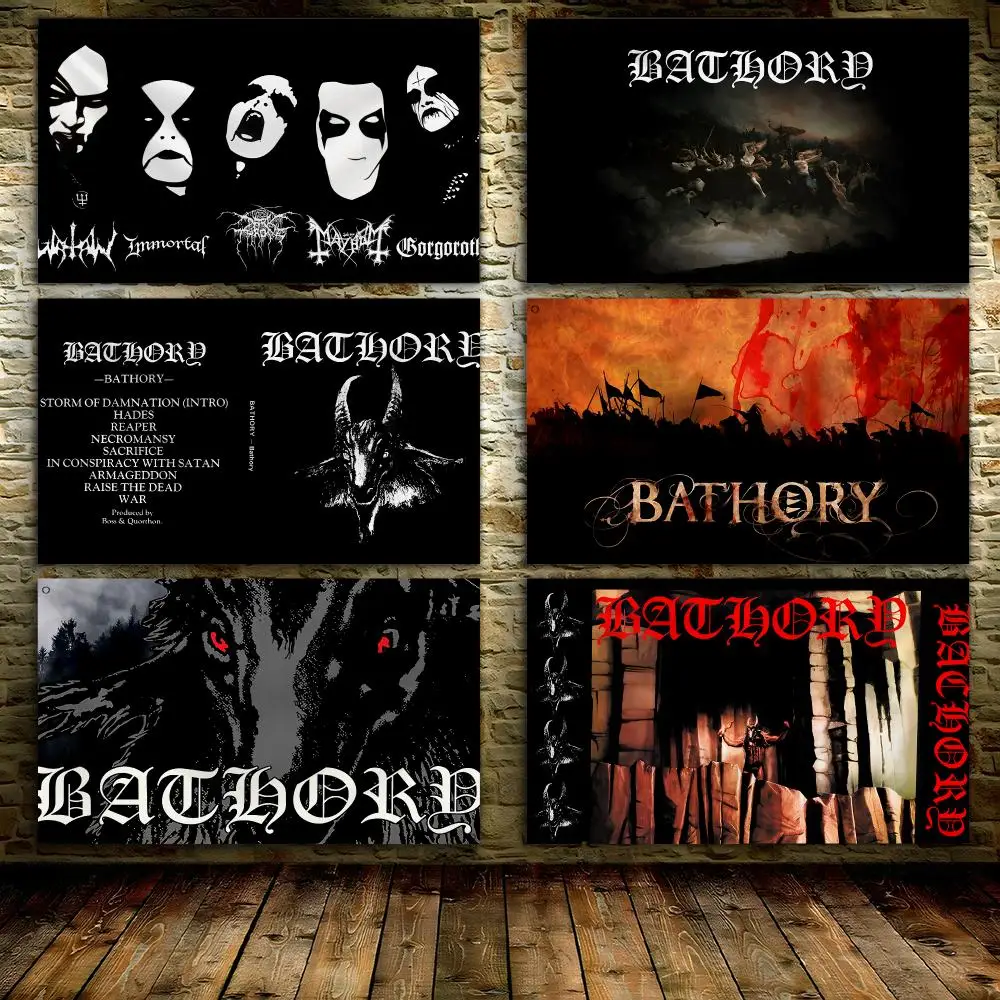 B-Bathorys Rock Band Flags Custom Wall Hanging Background Art Banner For Bedroom Home Living Room Outdoor Decor