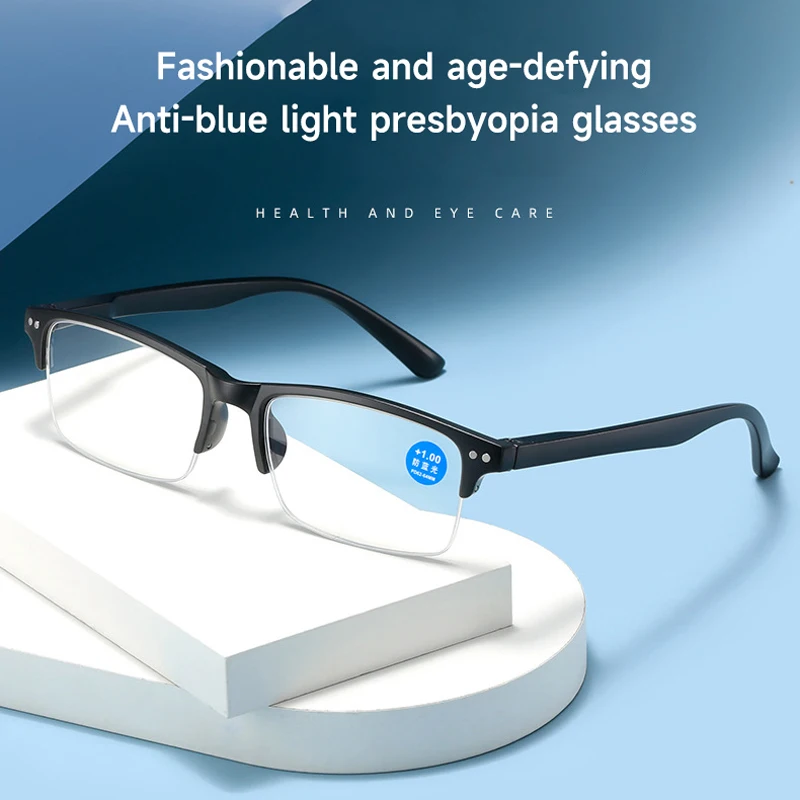 

Half-frame Anti-blue Light Reading Glasses Unisex Diopter +1.0 +1.5 +2.0 +2.5 +3.0 +3.5 +4.0 Ultralight HD Presbyopia Eyeglasses