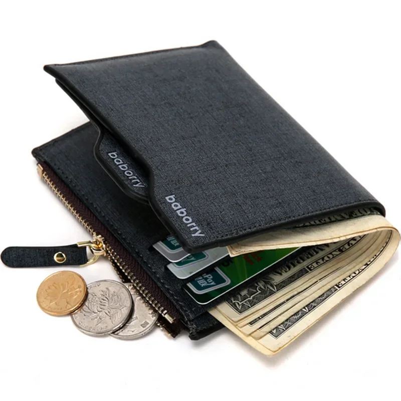Portafoglio in pelle da uomo di nuova moda con tasca portamonete con cerniera Portamonete da uomo d'affari Porta carte rimovibile per porta soldi da uomo