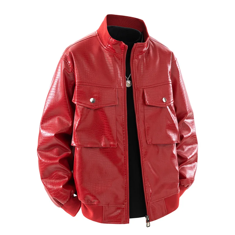 

Fashion Stand Collar Men PU Leather Jackets Solid Color Comfortable Motorcycle Jackets Quality Casual Male Clothing New Style