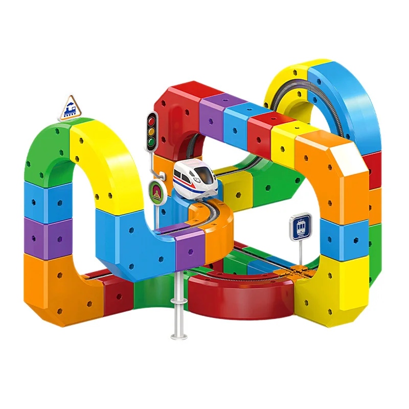 

Electric Track Set with Anti-Gravity Vehicle Multiple Shapes Kids STEM Educational Montessori Toys Creative Building Blocks DIY