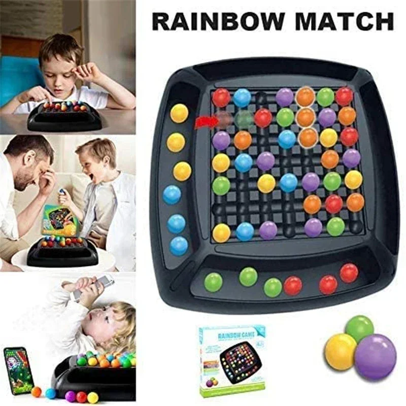 Rainbow Ball Matching Toys Colorful Fun Puzzle Chess Board Game With  Colored Beads Intelligent Brain Game Educational Toy