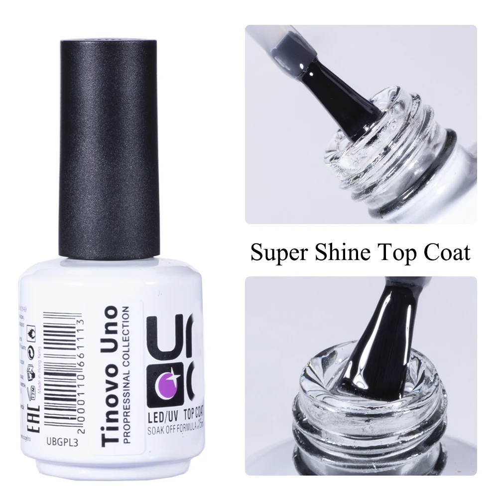 Tinovo Uno-esmalte de uñas con Base de goma, esmalte UV semipermanente, capa Base fuerte y gruesa, capa superior para manicura, Salón de Arte de uñas