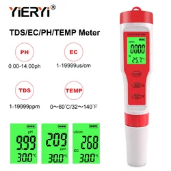 Yieryi 4 IN 1 PH TDS EC Temp Meter Digital Water Quality Tester 0.01 High Precision Aquarium Swimming Pool Hydroponic Acidity