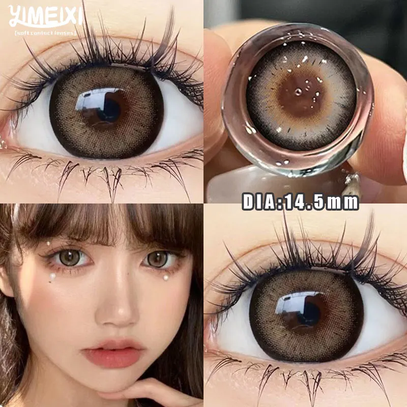 YIMEIXI 1 Pair Myopia Colored Contact Lenses for Eyes with Prescription Natural Fashion Color Lenses Beauty Pupil One Year Use