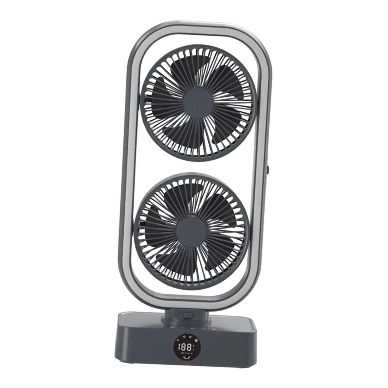 พัดลมตั้งโต๊ะหัวคู่ไฟ LED พลังสูง4ระดับ kipas angin Meja USB แบบปรับได้สำหรับการเดินทางสำนักงานบ้านตั้งแคมป์