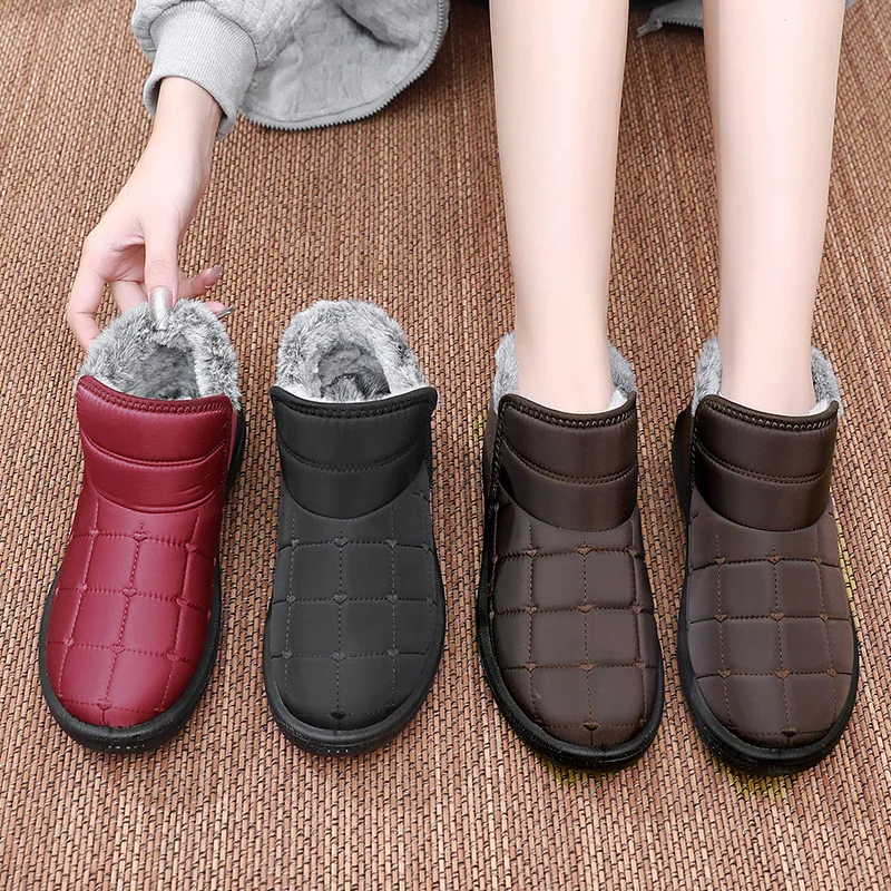 

Winter Snow Boots Women's Lightweight Fleece Lined Casual Fashionable Soft Bottom Anti-slip Warm Cotton Shoes for Older Women