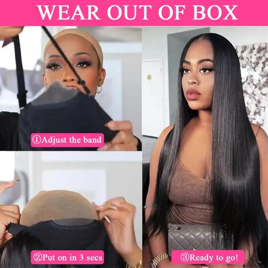 Wig Rambut Asli Bling Hair Bone Straight 6x4 Lace Closure dan 5x5 Lace Closure untuk Wanita Kulit Hitam, Wig Rambut Asli dengan Kepadatan 180%