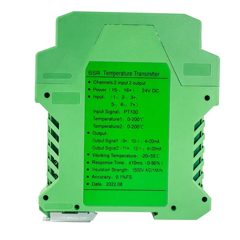 PT100 0-100℃ 0-200℃ to 4-20mA 0-10V 0-5V Temperature Signal Converter 2 In 2 Out PT100 Signal Transmitter DIN PT100 Repeater