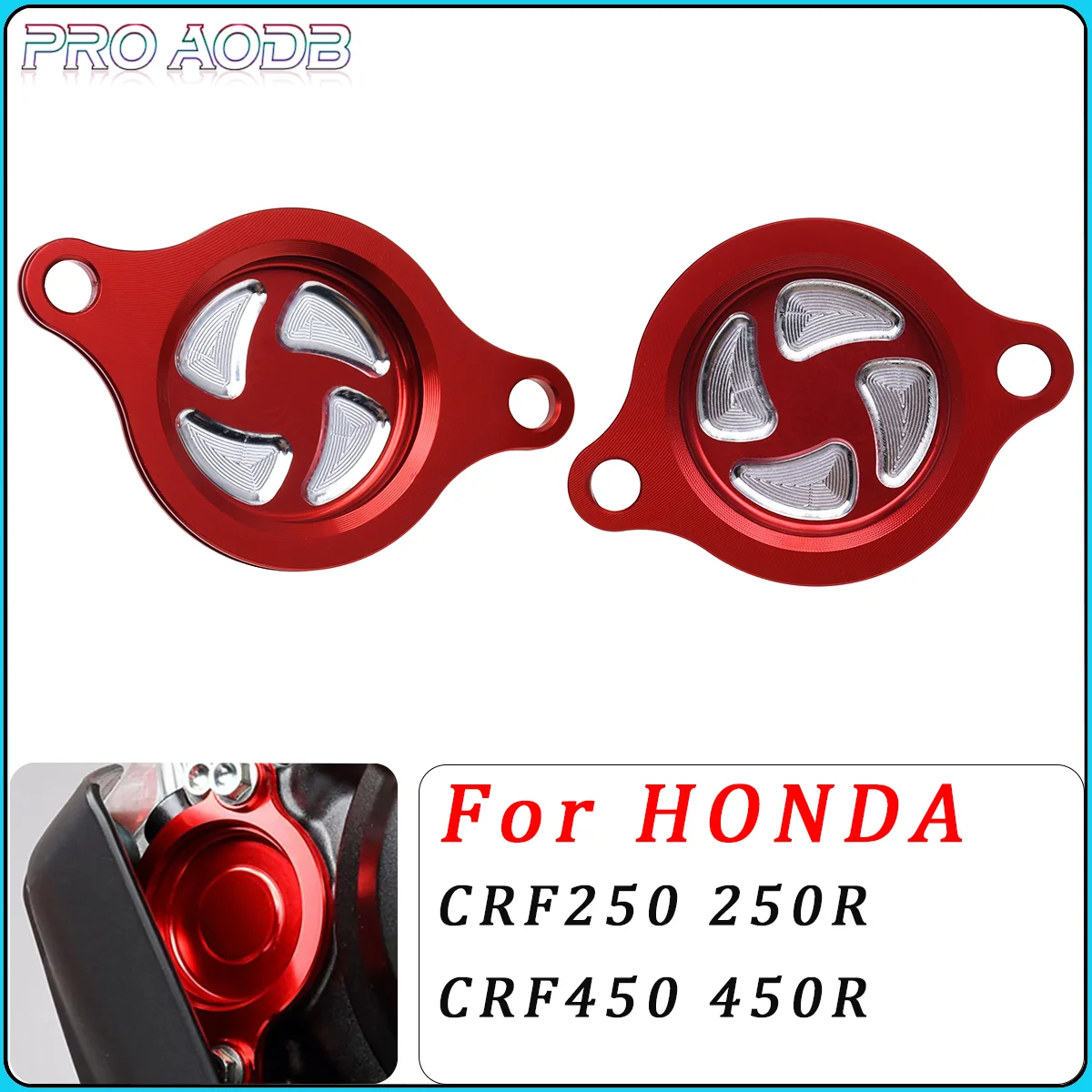 Motorcycle CNC Red Oil Filter Cleaner Cap Cover For HONDA CRF250 CRF250R CRF450 CRF450R 2009-2015 2016 2017 2018 Dirt Bike MOTO