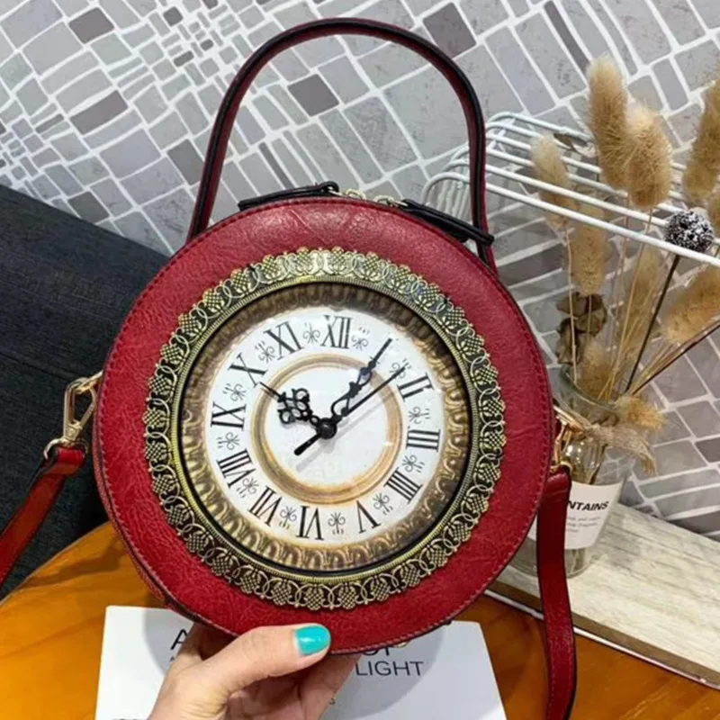 Women's Handbag Tote Bag Temu Retro Personalized Clock Diagonal Cross Bag Creative Clock Design 3D Hand-held Shoulder Bag New