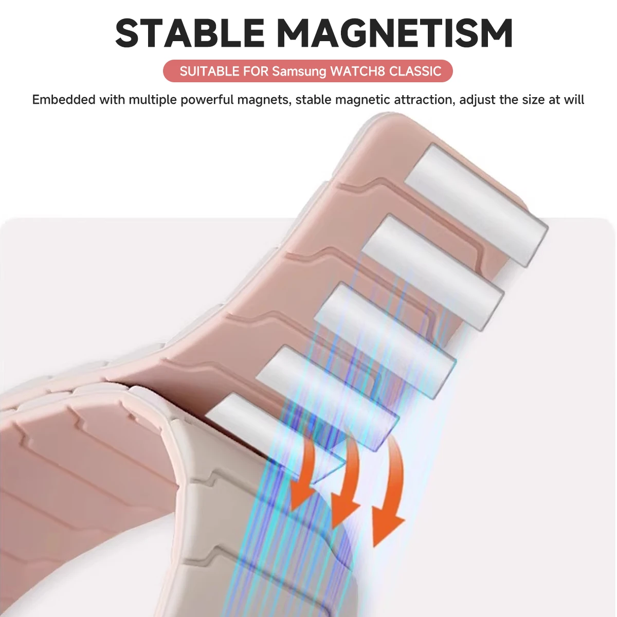 Magnetic Loop Strap for Samsung Galaxy Watch 8/8 Classic Sports Silicone Replacement Bracelet 46mm 40mm 44mm No Gaps WatchBand