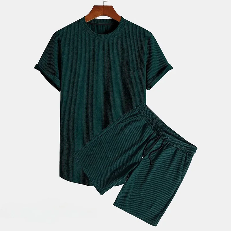 

Summer men's short-sleeved and shorts set, simple and casual, high-quality outdoor men's wear, summer fashionable loose pullover